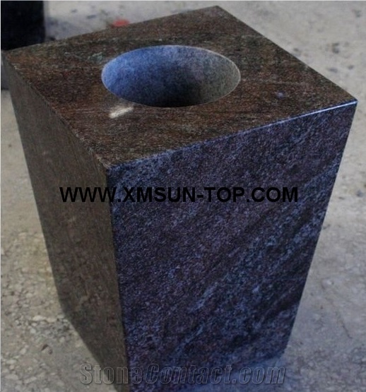 Paradiso Granite Polished Square Vases/Paradiso Granite Monumental Vases/Paradiso Purple Granite Tombstone Vases/Paradisso Granite Funeral Vase