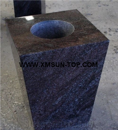 Paradiso Granite Polished Square Vases/Paradiso Granite Monumental Vases/Paradiso Purple Granite Tombstone Vases/Paradisso Granite Funeral Vase