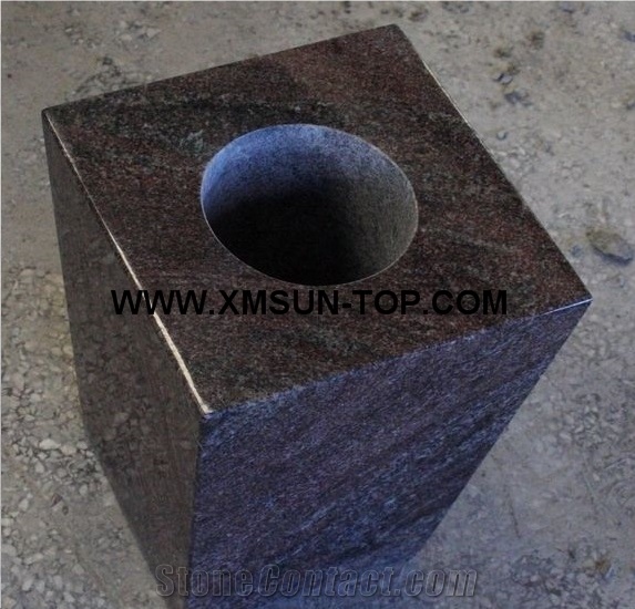 Paradiso Granite Polished Square Vases/Paradiso Granite Monumental Vases/Paradiso Purple Granite Tombstone Vases/Paradisso Granite Funeral Vase