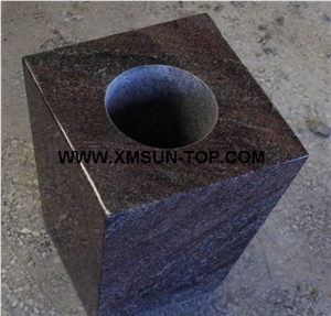 Paradiso Granite Polished Square Vases/Paradiso Granite Monumental Vases/Paradiso Purple Granite Tombstone Vases/Paradisso Granite Funeral Vase