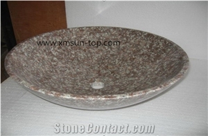 Peach Blossom Red Granite Basin, G687 Granite Sinks, Gutian Peach Red, Peach Purse, Taohua Red Bathroom Top Sink, Vessel Sinks, Granite Washbasin, Gutian Peach Flower Red Granite Basins