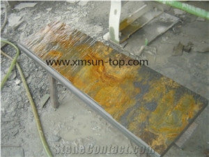 Rust Slate Steps&Stairs, Rusty Yellow Slate Stair Risers,Stair Treads, Multicolor Slate Stone Staircase, Natural Stone Steps