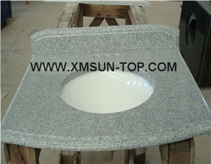 Sesame White Granite Bathroom Countertops/G603 Granite Custom Vanity Tops/Light Grey Granite Bathroom Vanity Tops/White Of Bacuo Jinjiang Granite Bath Tops