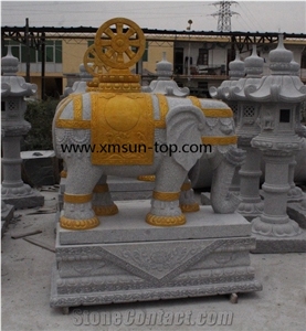 Sesame White Granite Stone Sculpture, Bacuo White Elephant Carving, Crystal Grey Handcarved Sculpture, G603 Granite Landscape Sculptures&Statues, Stone Carving