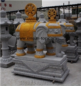 Sesame White Granite Stone Sculpture, Bacuo White Elephant Carving, Crystal Grey Handcarved Sculpture, G603 Granite Landscape Sculptures&Statues, Stone Carving