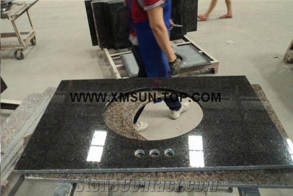 Shanxi Black Granite Bathroom Countertop with Round Sink Cutout/Nero Supreme Granite Custom Vanity Tops/North Mountain Black Granite Bathroom Vanity Tops/Natural Stone Bath Top/China Stone Vanity Top