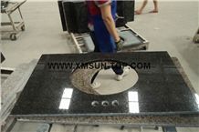 Shanxi Black Granite Bathroom Countertop with Round Sink Cutout/Nero Supreme Granite Custom Vanity Tops/North Mountain Black Granite Bathroom Vanity Tops/Natural Stone Bath Top/China Stone Vanity Top Shanxi Black Granite Bathroom Countertop with Round Sink Cutout/Nero Supreme Granite Custom Vanity Tops/North Mountain Black Granite Bathroom Vanity Tops/Natural Stone Bath Top/China Stone Vanity Top