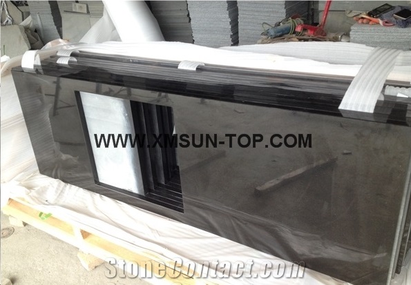 Shanxi Black Granite Kitchen Counter Top/Absolute Black Granite Kitchen Worktops/Diamond Black Granite Kitchen Bar Top/Nero Assoluto China Granite Kitchen Desk Top/Kitchen Island Top/Kitchen Top