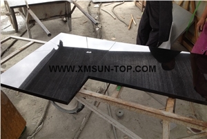 Shanxi Black Granite Kitchen Counter Top/Absolute Black Granite Kitchen Worktops/Diamond Black Granite Kitchen Bar Top/Nero Assoluto China Granite Kitchen Desk Top/Kitchen Island Top/Kitchen Top
