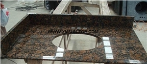 Tan Brown Granite Bathroom Countertop with Round Sink Cutout/Dark Tan Granite Custom Vanity Tops/Tan Brown Granite Bathroom Vanity Tops/Natural Stone Bath Top/English Brown Granite Vanity Top