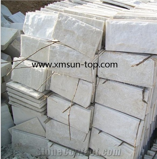 White Quartize Mushroom Stones, Snow White Mushroom Tiles for Garden Pavements, Split Stones, Natural White Quartize Mushroom Stone