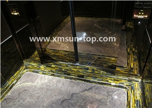 Yellow and Blue Tiger Eye Semiprecious Stone Floor Covering, Semi-Precious Stone Floor Tiles, Semi Precious Stone, Interior Decoration, Tiger Eye Gemstone Slab&Tile