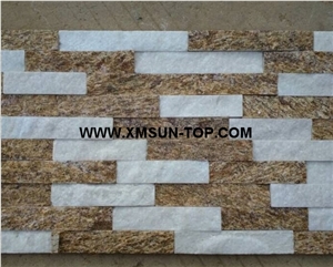 Yellow and White Granite Decorative Cultured Stone/Multicolor Culture Stone/Mixed Color Granite Culture Stone/Wall Cladding/Stone Wall Decor/Exterior Decoration/Stacked Stone Veneer