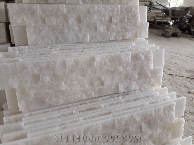Pure White Wall Cladding Stone, White Wall Cladding Panel, Pure White Stacked Stone, Glue Cladding Panel