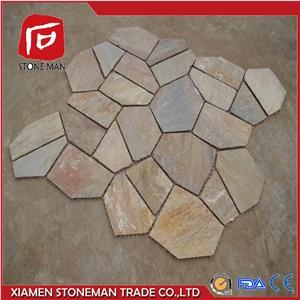 Rusty Fan Shaped Slate Outdoor Paving Curb Stone