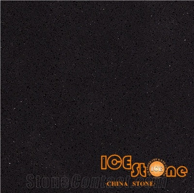 Artificial Pure Black Quartz Slabs/Stone Tiles/Quartz Stone Flooring/Chips/Quartz Cut to Size