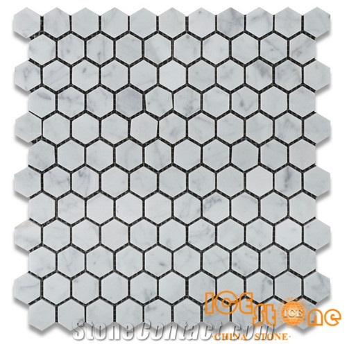 Bianco Carrara White A/Marble Mosaics Hexagon/Basketweave/Chevron/Fish Bone/Mini Versaille/Polished