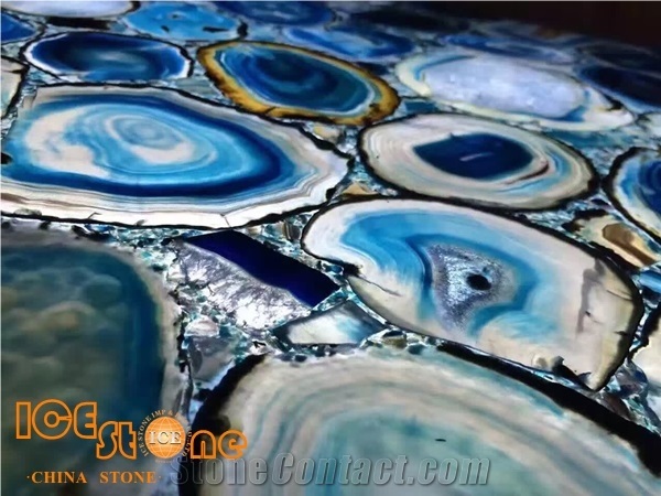 Blue Agatona Precious Stone and Semi-Precious Tile and Slabs