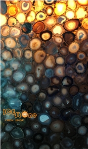 Brazil Agate Semiprecious Stone Slabs/Brazil Agate Backlit Semi Precious Stone Panels/Brown Semi Precious Stone Panels/Brazil Agate Desk Semi Precious Stone Panels