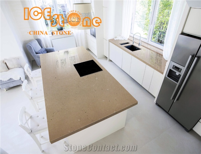 Brown Color Marble Look Quartz Stone Solid Surfaces Polished Slabs Tiles Engineered Stone Artificial Stone Slabs for Hotel Kitchen,Bathroom Backsplash Walling Panel Customized Edge countertop