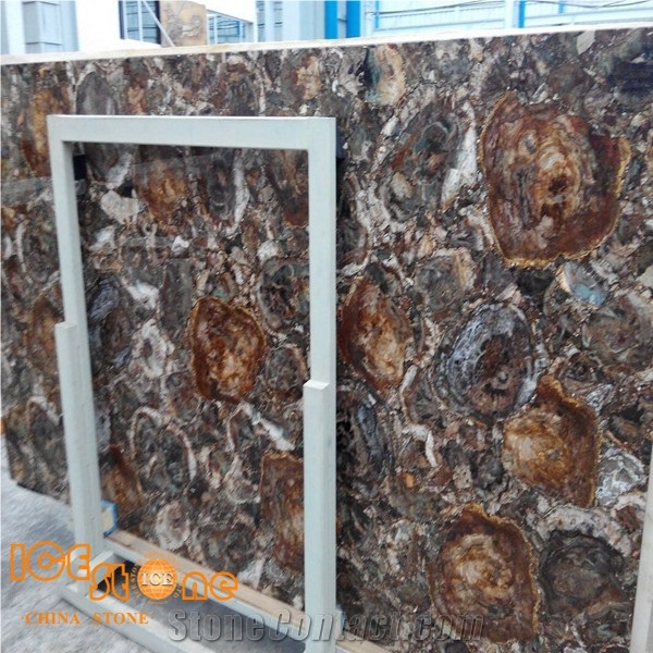Brown/Golden Color Petrified Wood/Semi Precious Stone Panel/Tiles/Slabs/Wall/Floor/Backflash/Backlit