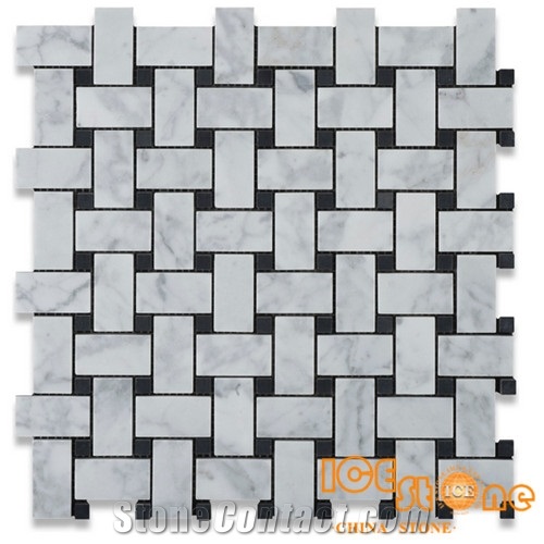 Carrara Basketweave Mosaic Tile/Carrara Elongated Hexagon Mosaic Tile/