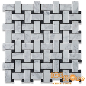 Carrara Basketweave Mosaic Tile/Carrara Elongated Hexagon Mosaic Tile/