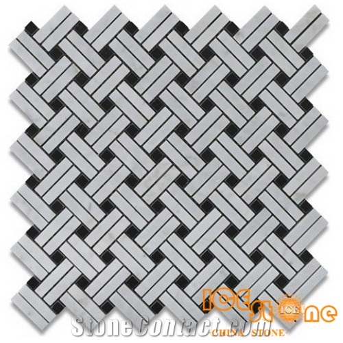 Carrara Basketweave Mosaic Tile/Carrara Elongated Hexagon Mosaic Tile/