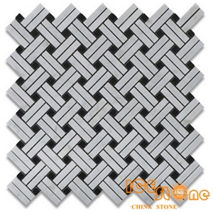 Carrara Basketweave Mosaic Tile/Carrara Elongated Hexagon Mosaic Tile/