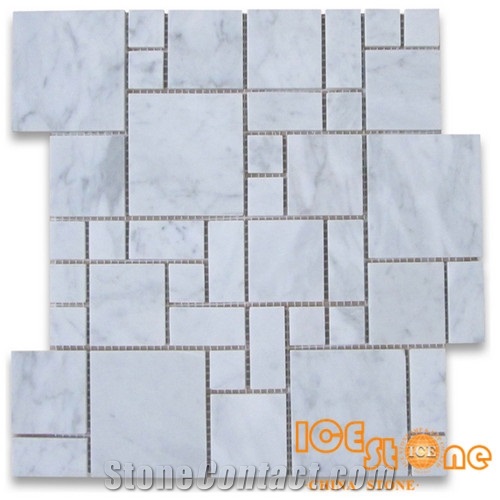 Carrara Basketweave Mosaic Tile/Carrara Elongated Hexagon Mosaic Tile/