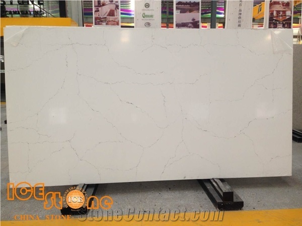 Carrara White Marble Look Quartz Stone Solid Surfaces Polished Slabs & Tiles