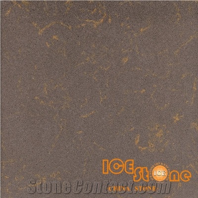 China Middle Brown Quartz Stone Tiles & Slabs/China Green Middle Brown Stone Slabs/China Vein Serie Quartz Stone Slabs/China Middle Brown Quartz Stone