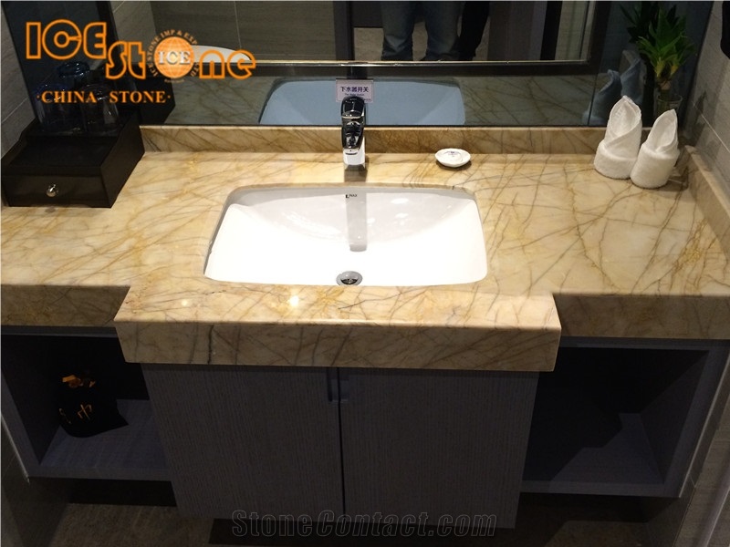 Golden Babylon Marble Bathroom Countertops/Chinese Yellow Building Stone/Washing Sink Stone Material/Counter Top Marble