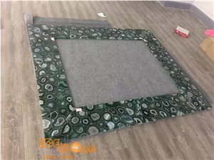 Green Agate Semiprecious Stone Slabs/Green Agate Semi Precious Stone Panels/Green Luxury Agate Semi-Precious Desk Table