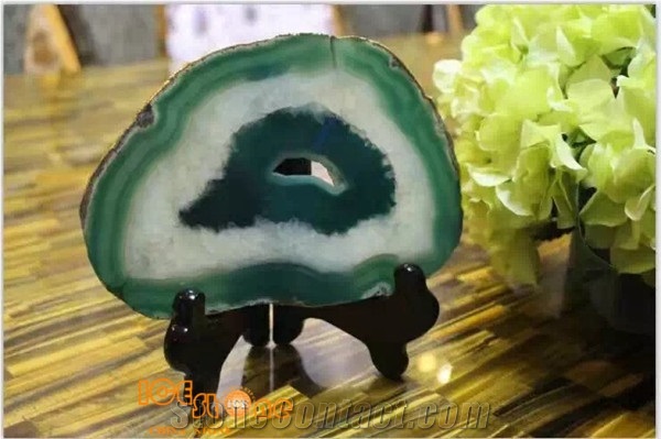 Green Agate Semiprecious Stone Slabs/Green Agate Semi Precious Stone Panels/Green Luxury Agate Semi-Precious Desk Table