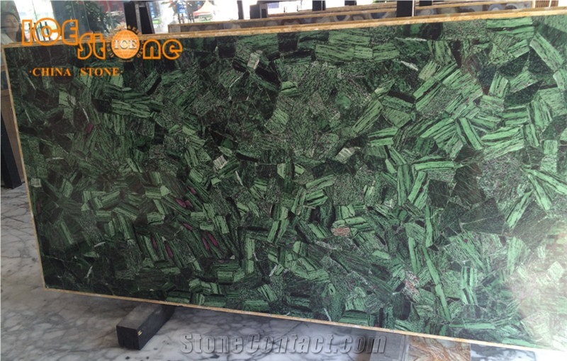 Green Semiprecious Stone Slabs/Precious Building Stone Slabs Tiles/Gemstone Decoration Stone Slabs/Semi Precious Stone Wall