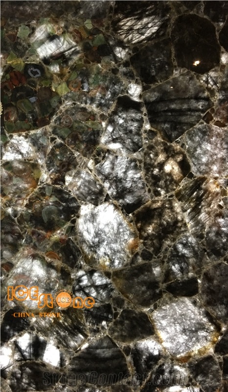 Grey Color/Smoky Crystal/Semi Precious Stone Panel/Tiles/Slabs/Wall/Floor/Backflash/Backlit
