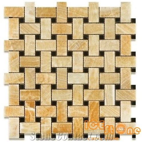 Honey Onyx Basketweave Mosaic Tile/Honey Onyx Hexagon 1” Mosaic Tile/Honey Onyx Floor Mosaic Tile