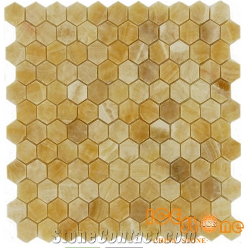 Honey Onyx Basketweave Mosaic Tile/Honey Onyx Hexagon 1” Mosaic Tile/Honey Onyx Floor Mosaic Tile