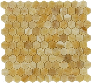 Honey Onyx Mosaic, Mosaic Pattern, Floor Mosaic, Basketweave Mosaic, Yellow Onyx Wall Mosaic