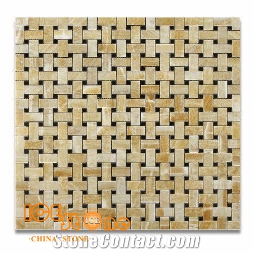 Honey Onyx Mosaic/Yellow Onyx/Chinese Yellow Onyx Basketweave Mosaic
