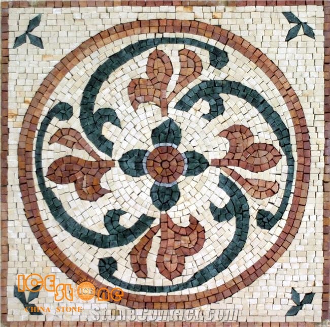 Hot Sale Waterjet Polished Marble Floor Tile Mosaic Medallions Cheap Patterns