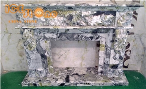 Ice Green Fireplace Design Ideas/Fireplace Decorating/Natural Stone Fireplace/Ice Connect Marble Pattern/Modern Style Fireplace/Italy Fireplace/Multicolor Marble Fireplace