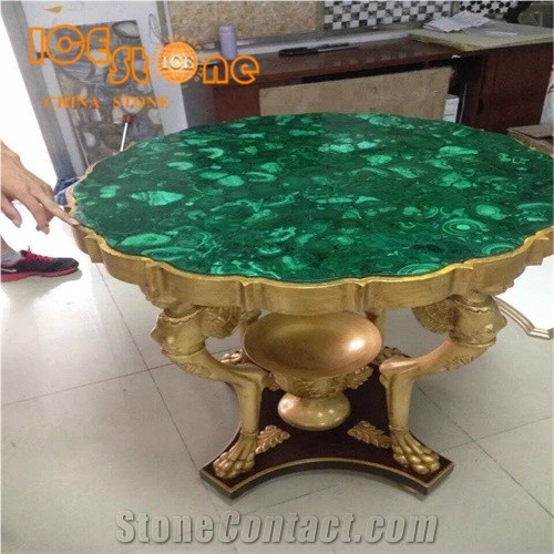 Malacchite Green Gemstone Tabletops/Semiprecious Stone Tabletops/Gorgeous Building Decoration Stone/Wall Decoration /Precious Stone Material