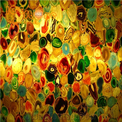 Multicolor Agate Semiprecious Stone/Colorful Building Stone Material/Precious Stone Slabs/Gemstone/Hotel Luxury Building Stone/Wall Decoration/Table Decoration/Sugar Onyx