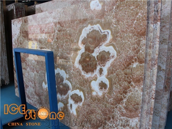 Onyx Stone Slabs, Bookmatch Onyx Slab, Light Brown Onyx Bookmatch for Tv Ground