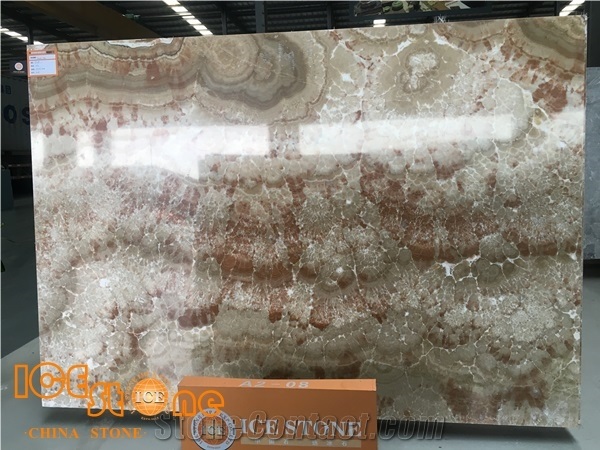 Onyx Stone Slabs, Bookmatch Onyx Slab, Light Brown Onyx Bookmatch for Tv Ground