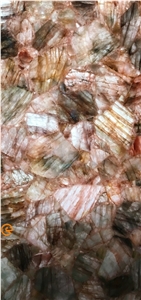 Orange Crystal/Chinese Semi Precious Slabs and Tiles/Light Color Semiprecious Stone Wall