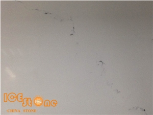 White Marble Look Quartz, White Carrara Quartz Polished Slabs
