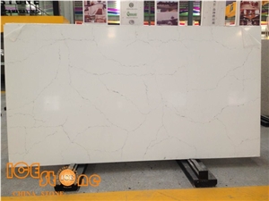 White Marble Look Quartz, White Carrara Quartz Polished Slabs